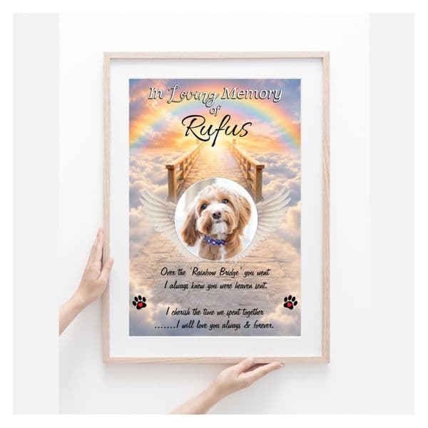 Personalised Pet Cat Dog Memorial In Loving Memory Photo Print. (Unframed)