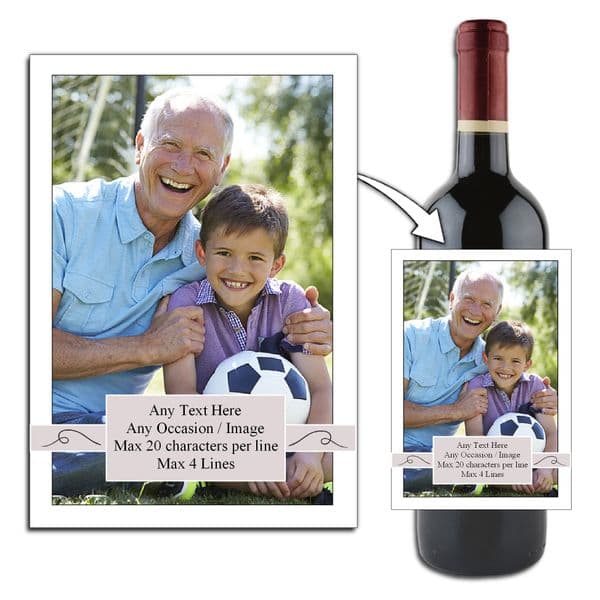 Personalised Photo Wine / Champagne Bottle Label N196 Any Occasion Text