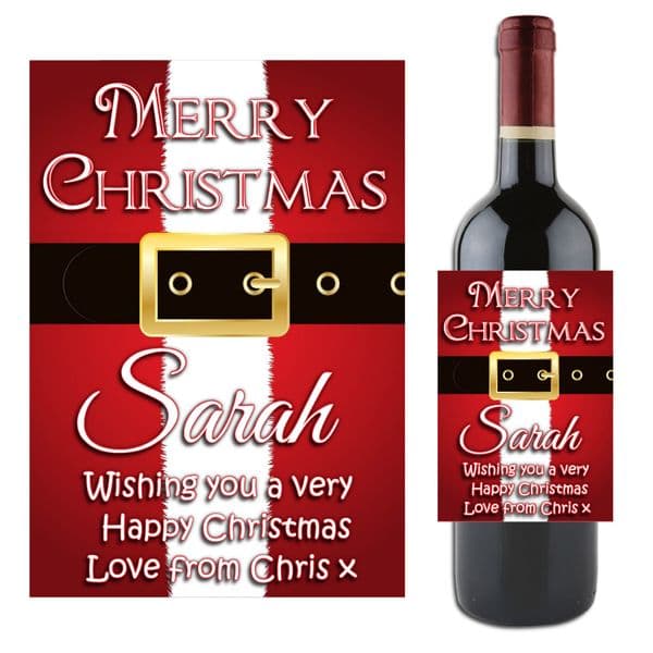 Personalised Santa Christmas Xmas Wine / Champagne Bottle Label N40