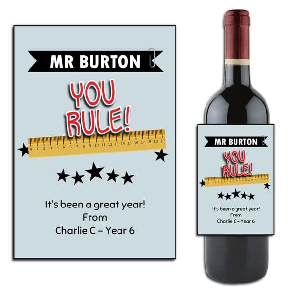 Personalised School Teacher Thank You Gift Wine Champagne Bottle Label N163