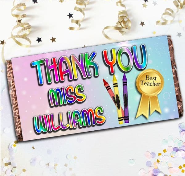 Personalised School Teacher Thank You Milk Chocolate Bar Gift N37