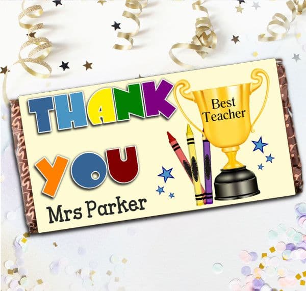 Personalised School Teacher Thank You Milk Chocolate Bar Gift N38