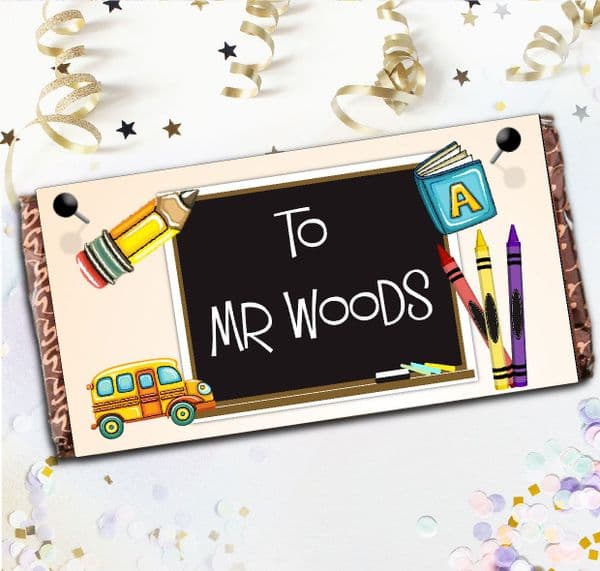Personalised School Teacher Thank You Milk Chocolate Bar Gift N39