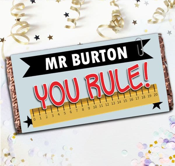 Personalised School Teacher Thank you Milk Chocolate Bar - You Rule Thank You Gift N132