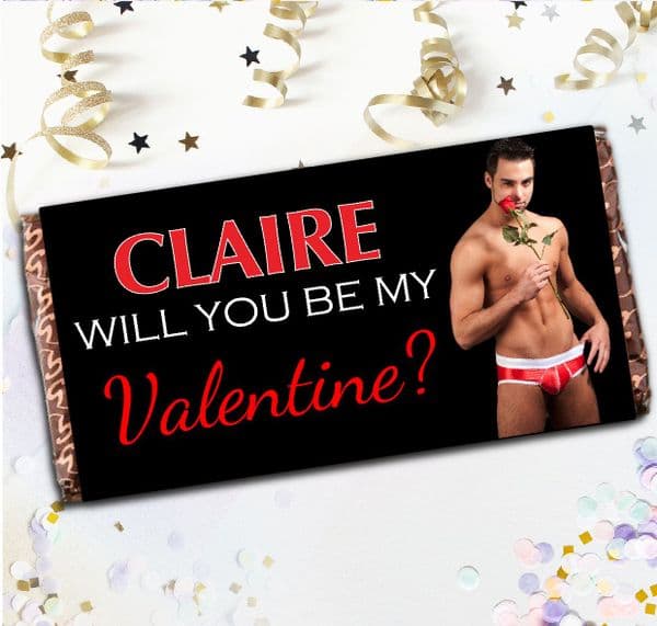 Personalised Sexy Man Valentines Day Milk Chocolate Bar Novelty Gift N96