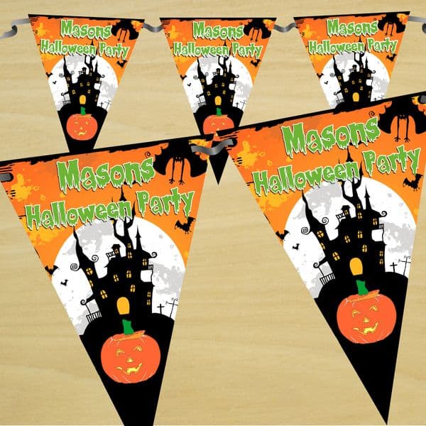 Personalised Spooky Halloween Party Flag Bunting Banner - N18