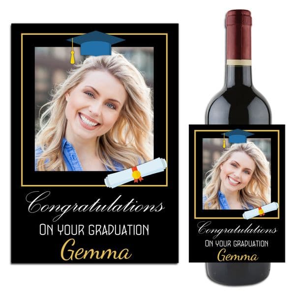 Personalised University College Graduation Wine / Champagne Bottle Label N111