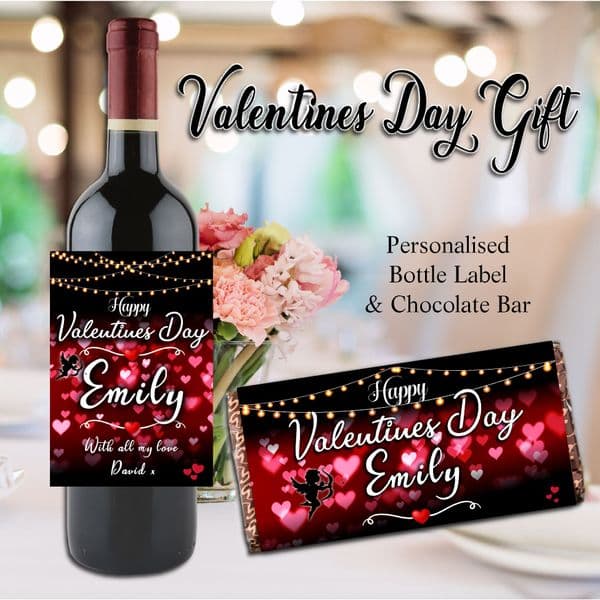 Personalised Valentines Day Gift Wine / Champagne Bottle Label / Chocolate Bar N128