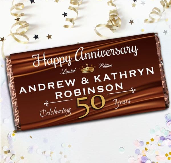 Personalised Wedding Anniversary Milk Chocolate Bar - ANY YEAR N140