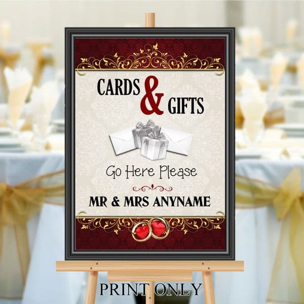 Personalised Wedding Cards & Gifts Sign Poster Banner - Print N201