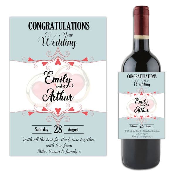 Personalised Wedding Congratulations Wine / Champagne Bottle Label N125