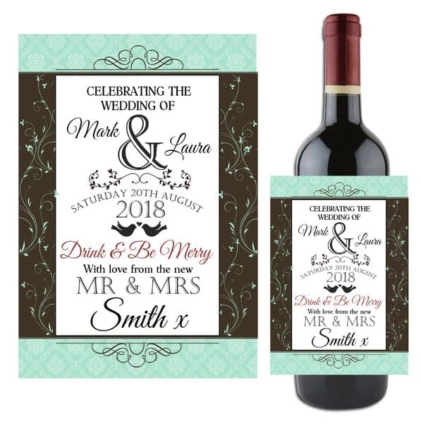 Personalised Wedding Day Table Wine / Champagne Bottle Label N116
