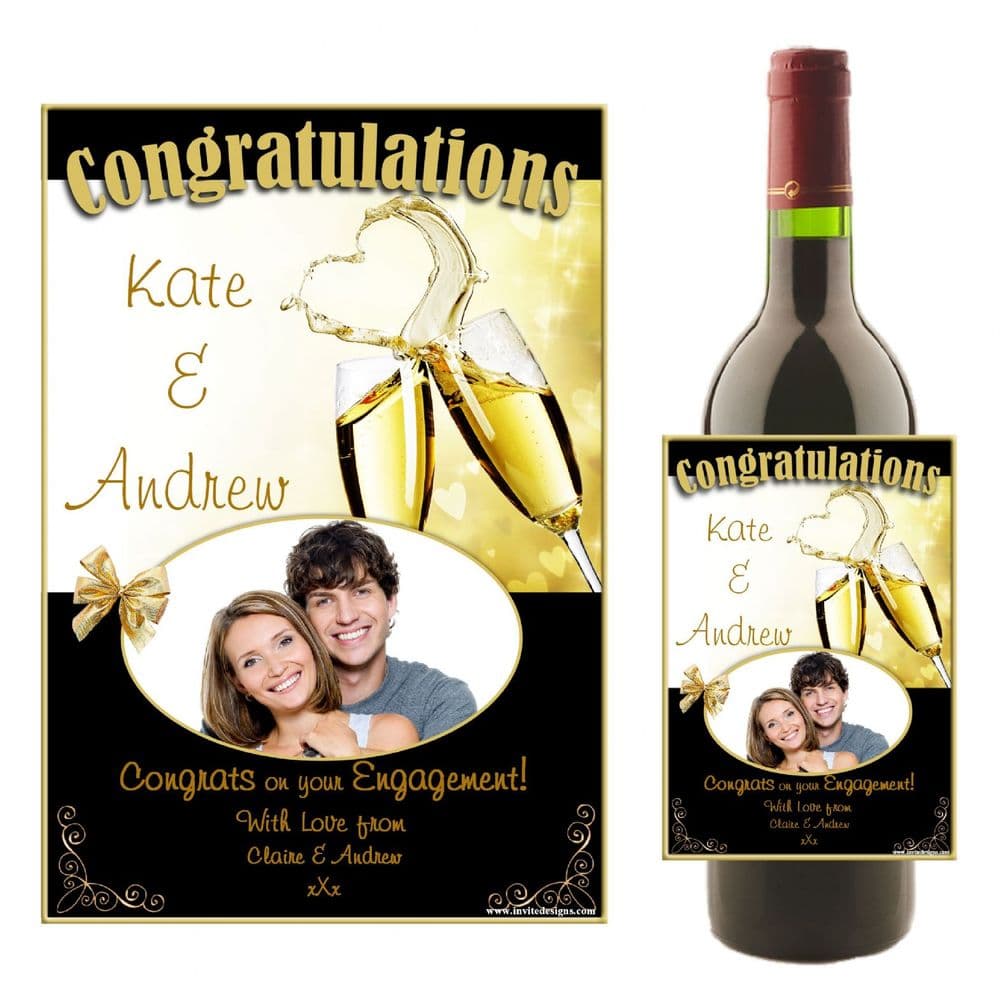 Personalised Wedding Engagement Congratulations Wine / Champagne Bottle ...