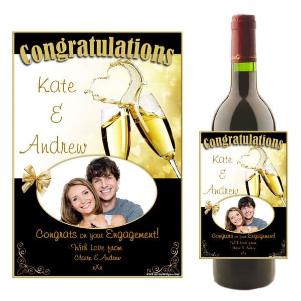 Personalised Wedding Engagement Congratulations Wine / Champagne Bottle PHOTO Label N16