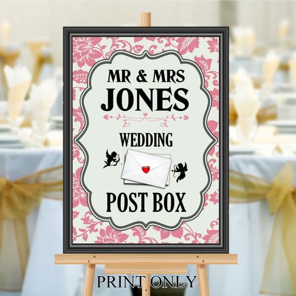 Personalised Wedding Money & Cards Post Box Sign Poster Banner - Print N184