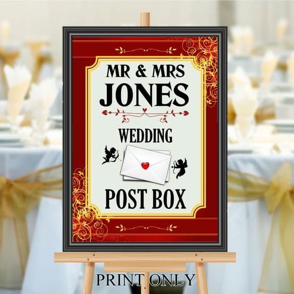 Personalised Wedding Money & Cards Post Box Sign Poster Banner - Print N188