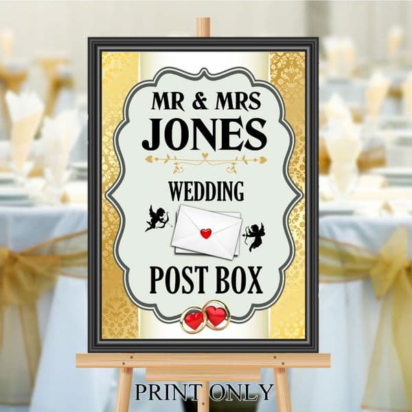 Personalised Wedding Money & Cards Post Box Sign Poster Banner - Print N192