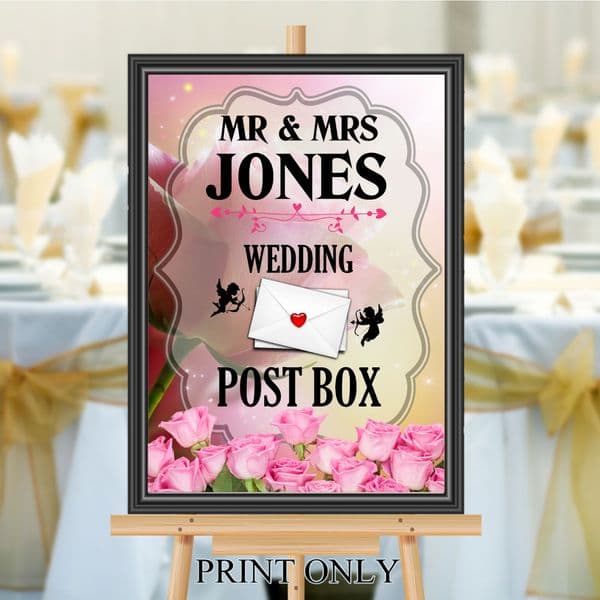 Personalised Wedding Money & Cards Post Box Sign Poster Banner - Print N196