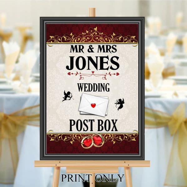 Personalised Wedding Money & Cards Post Box Sign Poster Banner - Print N200
