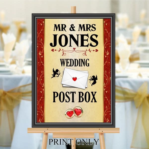 Personalised Wedding Money & Cards Post Box Sign Poster Banner - Print N204