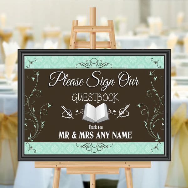 Personalised Wedding Please sign our Guest book Sign Poster Banner N178