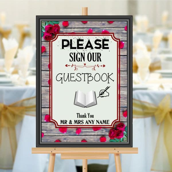 Personalised Wedding Please sign our Guest book Sign Poster Banner N181