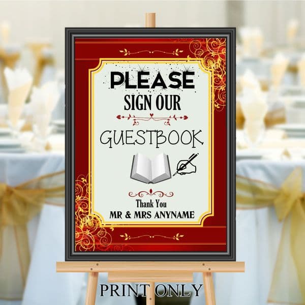 Personalised Wedding Please sign our Guest book Sign Poster Banner N190