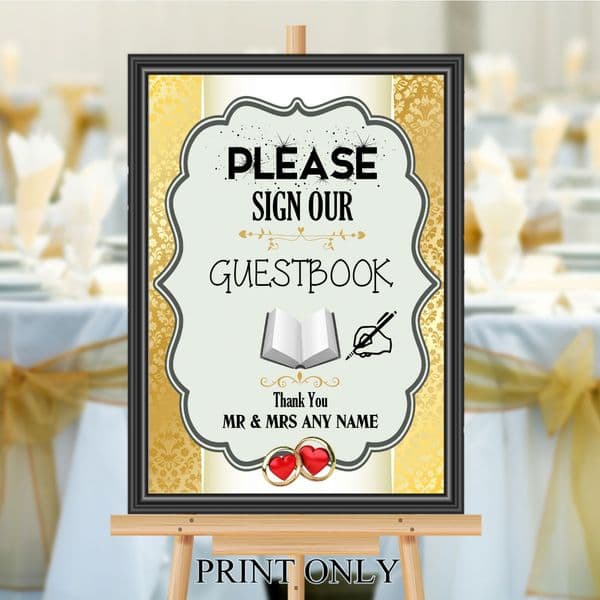 Personalised Wedding Please sign our Guest book Sign Poster Banner N194