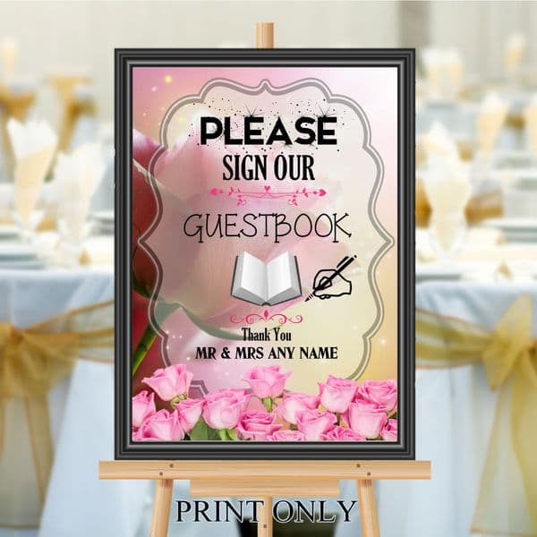 Personalised Wedding Please sign our Guest book Sign Poster Banner N198