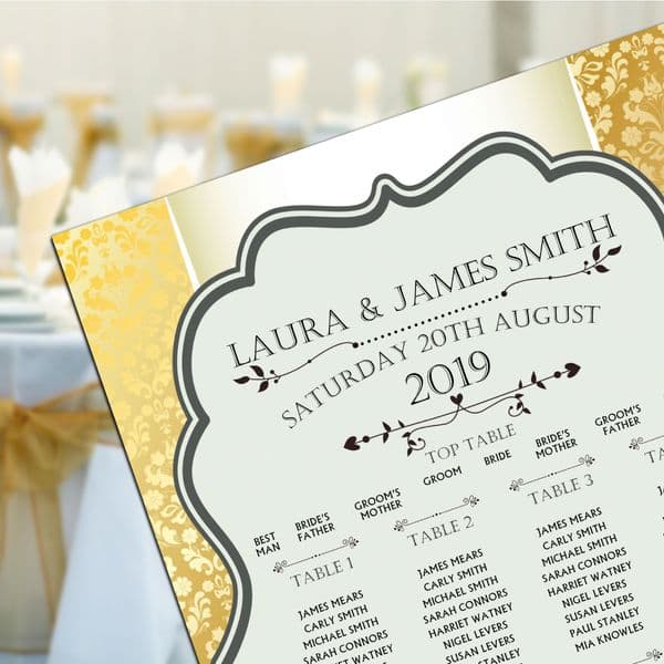 Personalised Wedding Table Seating Plan Names Numbers Large Print A1 A2 A3 N155