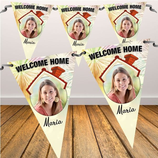 Personalised Welcome Home Photo Flag Bunting Banner - N92