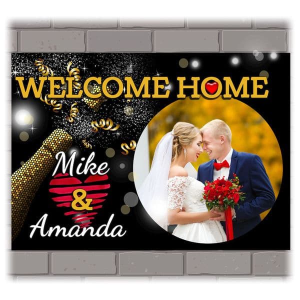 Personalised Welcome Home Wedding Hearts PHOTO Poster Banner N213