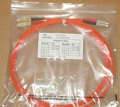 10 x 3M Fibre Channel SC-LC Patch Lead Cable 50/125 SC-LC/50/DX/3M Duplex FC
