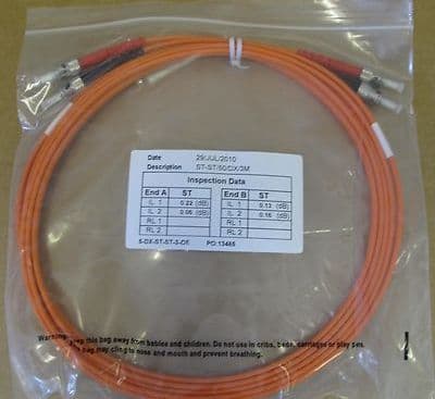 10 x 3M Fibre Channel ST-ST Patch Lead Cable 50/125 ST-ST/50/DX/3M Duplex FC