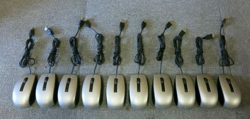 10 x Dell 4K93W M-UAV-DEL8 USB Wired 6 Button Silver Laser Scroll Wheel Mouse