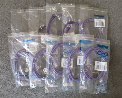 10 x New CablesToGo Ethernet RJ45 Male 1m 1.5m 2m Cat5e Purple UTP Patch Cable