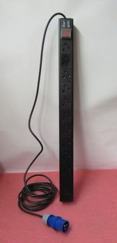 12 Way Vertical PDU UK Socket 16A IEC 60309 Plug Switched 3M - P/N V13/12