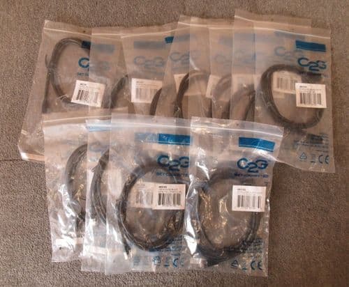 12 x New CablesToGo Ethernet RJ45 Male 1m 1.5m 2m Cat5e Black UTP Patch Cable