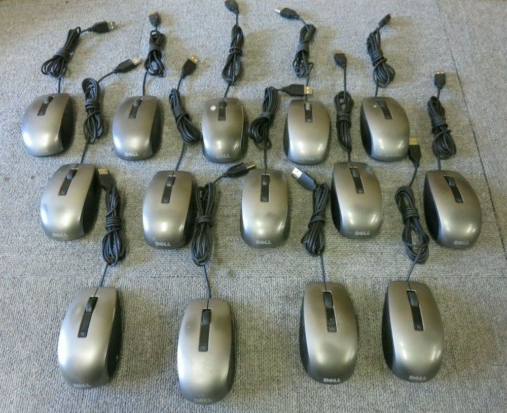 14 x Dell K251D M-UAV-DEL8 USB Wired 6 Button Silver Laser Scroll Wheel Mouse