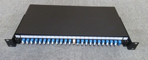 1U 19" 24 Loaded LC Duplex Multimode Adapter Rackmount Fibre Patch Panel Black