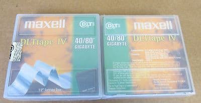 2 Maxell DLT IV Tapes 40/80 Gigabyte 1/2