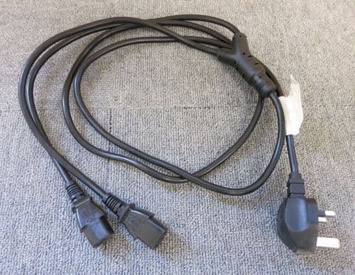 2 Meters Double Splitter UK Mains Kettle Lead C13 to 3 Pin Plug Cable