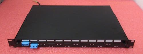 2 Port 19" 1U Black Rack Mount Fiber Optic Patch Panel SC Multimode Adapters