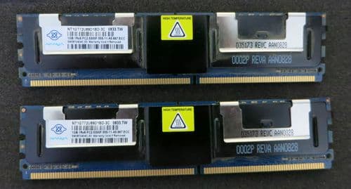 2 x 1GB (2GB) Nanya NT1GT72U89D1BD-3C Memory SDRAM ECC PC2-5300F-555 11-A5