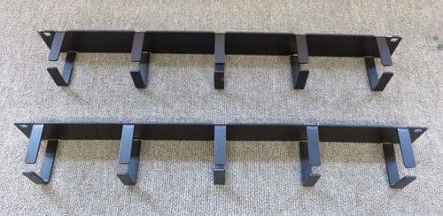 2 x 1U 19" Black Vertical 5 Rings / Hoops Cable Tidy Bar For Server Cabinet