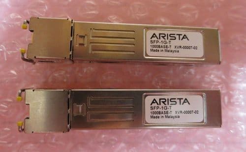 2 x Arista Networks SFP-1G-T 1000BASE-T SFP Transceiver Cat5 PJ45 Connector
