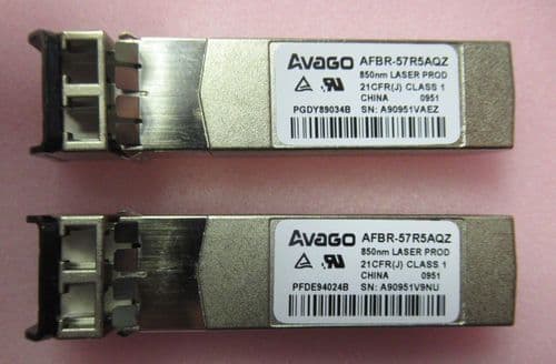 2 x Avago AFBR-57R5AQZ 4Gb Laser Prod Fibre Optic SW 850nm SFP Transceiver