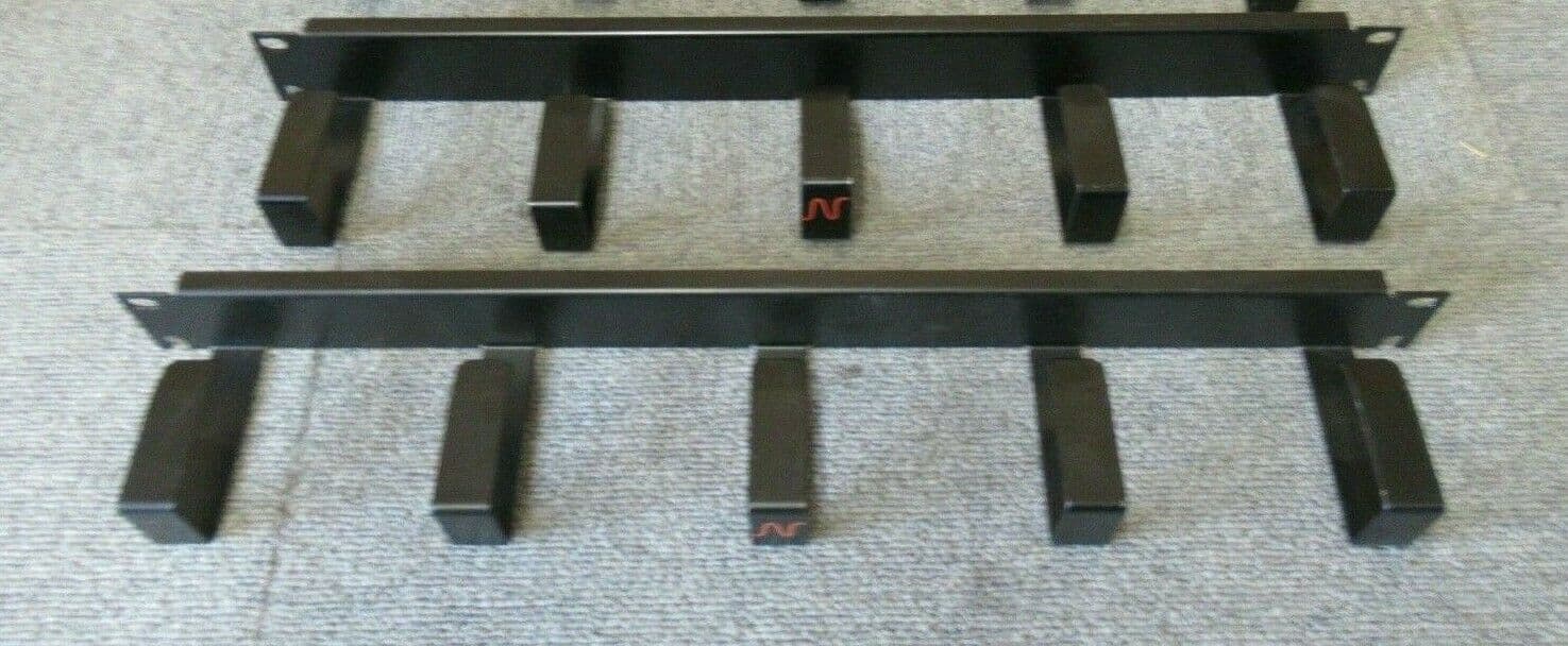 2 x Black Data Rack Cable Tidy Bar 19" 1U Vertical Black 5 Ring