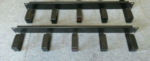 2 x Black Data Rack Cabinet Cable Tidy Bar 19" 1U Vertical Black 5 Ring / Hoops