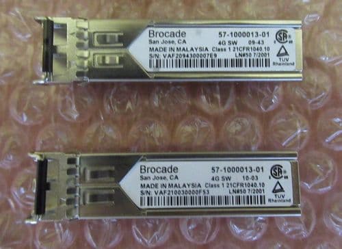 2 x Brocade 57-1000013-01 4GB FC 850 nm ShortWave Transceiver SFP GBIC